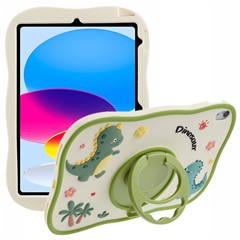 For iPad (2025) / 10.9 (2022) Case Cartoon Dinosaur 360 Degree Rotation Kickstand PC+Silicone Tablet Cover