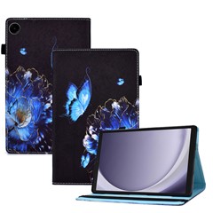 For Samsung Galaxy Tab A11 / A9 PU Leather Case Elastic Band Pattern Printing Tablet Cover - Flower