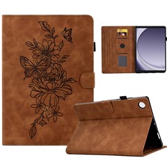 For Samsung Galaxy Tab A9+ Case PU Leather Tablet Cover with Card Holder Stand - Brown