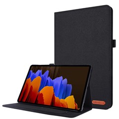 For Samsung Galaxy Tab S9+ Case Stand Card Holder Leather Tablet Cover - Black