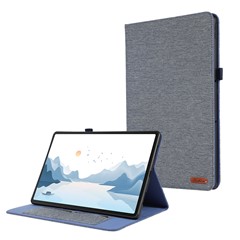 For Lenovo Tab P12 Case Cloth Texture Leather Tablet Cover with Card Holder - Blue