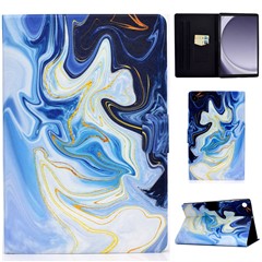 For Samsung Galaxy Tab A9 Case Card Slots Stand Tablet Leather Cover - Blue Marble