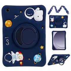 For Samsung Galaxy Tab A11+ / A9+ Case Silicone + PC Tablet Kickstand Cover with Lanyard