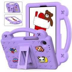 For Samsung Galaxy Tab A11 / A9 Case EVA Tablet Cover Anti-Drop Kickstand Case with Grip Handle - Purple