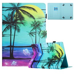 Universal 8-inch Tablet Leather Case Pattern Printing Card Holder Cover - Coconut Palm