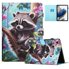 For Lenovo Tab M10 Plus X606F Case Stitching Pattern Printing Stand Tablet Cover - Racoon