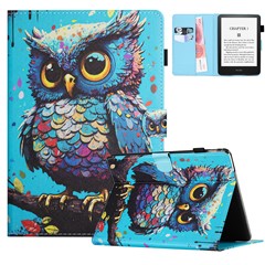 For Amazon Kindle Paperwhite 5 (2021) Case Stylish Pattern Leather Wallet E-reader Cover - Owl
