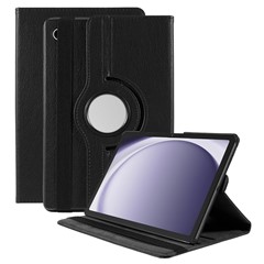 For Samsung Galaxy Tab A9+ Case Tablet Leather Cover with Rotating Stand - Black