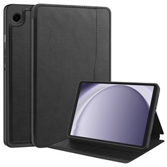 For Samsung Galaxy Tab A9 Case PU Leather Wallet Stand Auto Wake  /  Sleep Tablet Cover - Black