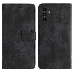 For Samsung Galaxy A36 5G Case Butterfly Design Flip Wallet Leather Phone Cover Skin-Touch - Black