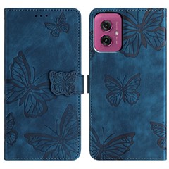 For Motorola Moto G55 5G Case Butterfly Design Flip Wallet Leather Phone Cover Skin-Touch - Blue