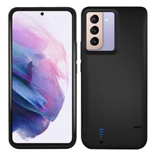 E89 For Samsung Galaxy S21 4G / 5G 4800mAh Back Clip Power Bank Rechargeable Extended Battery Kickstand Design Soft TPU Edge Mobile Phone Charging Back Case