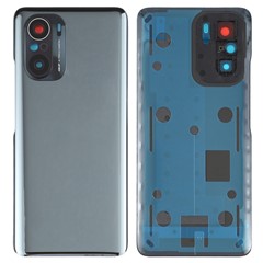 For Xiaomi Poco F3 Battery Cover Back Rear Housing with Camera Ring Cover Parts (without Logo) - Black