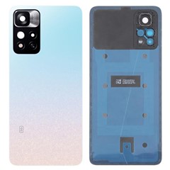 For Xiaomi Redmi Note 11 Pro+ 5G Back Battery Housing Cover with Camera Ring Lens Cover Spare Part (Without Logo) - White
