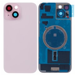 For iPhone 15 Battery Housing with Bracket + Camera Lens Cover + Magnetic Ring Part (Integrated One-Piece Design) - Pink