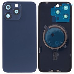 For iPhone 15 Pro Max Battery Housing with Bracket + Camera Lens Cover + Magnetic Ring Part (Integrated One-Piece Design) - Blue