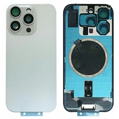 For iPhone 16 Pro Battery Housing with Bracket + Camera Lens Cover + Magnetic Ring Part (Integrated One-Piece Design) - White