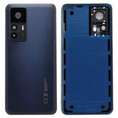 For Xiaomi 12T 5G Back Battery Housing Cover with Camera Ring Lens Cover Spare Part (Without Logo) - Black