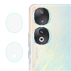 1 Set Tempered Glass Camera Lens Protector for Honor 90 , 2.5D Arc Edge Silk Printing Phone Rear Lens Film