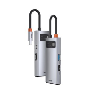 BASEUS Metal Gleam Series 4-in-1 Multifunctional Type-C HUB Docking Station - Dark Grey