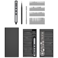 JIAFA 68-in-1 Electric / Manual Dual Mode Screwdriver Set with 64 Bits, LED Lighting for Mobile Phones, PC, Watches