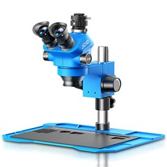 JCID M3750A 7-50X Continuous Zoom Triocular Microscope with LED Light