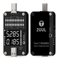 2UUL PW32 Type-C Comprehensive Diagnostic Tester Real Time Display Diagnostic Tool for Voltage Current Testing - Black