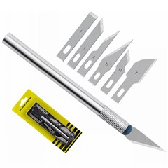 For Phone Repair Precision Carving Tools Set with 6Pcs Interchangeable Blades and Non-Slip Handle - Silver