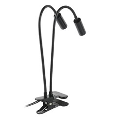 Clamp Type Gooseneck Adjustable Lamp LED Light Source for Industrial Inspection - Black