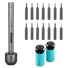 SUNSHINE SD-18E Lithium Electric Precision Screwdriver Kit 14Pcs S2 Alloy Steel Bits 3 LED Lights - Black