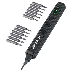 RELIFE E1 Carbon Fiber Electric Screwdriver Set LED Digital Display Screwdriver with 12Pcs S2 Steel Bits