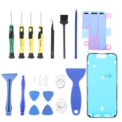 JF-8182 For iPhone 16 Pro Max 21 in 1 Precision Screwdriver Set Replacement Parts Battery Adhesive Tape Sticker + Middle Plate Frame Repair Tool Kit