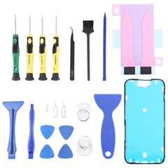 JF-8182 For iPhone 15 21 in 1 Precision Screwdriver Set Replacement Parts Battery Adhesive Tape Sticker + Middle Plate Frame Repair Tool Kit