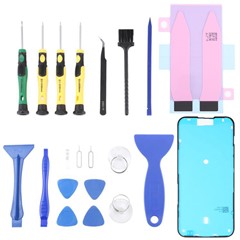 JF-8182 For iPhone 15 Plus 21 in 1 Precision Screwdriver Set Replacement Parts Battery Adhesive Tape Sticker + Middle Plate Frame Repair Tool Kit