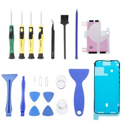 JF-8182 For iPhone 14 Pro Max 21 in 1 Precision Screwdriver Set Replacement Parts Battery Adhesive Tape Sticker + Middle Plate Frame Repair Tool Kit