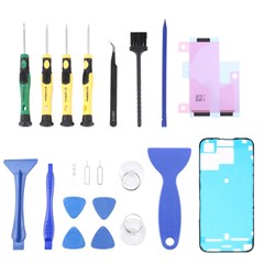 JF-8182 For iPhone 15 Pro Max 21 in 1 Precision Screwdriver Set Replacement Parts Battery Adhesive Tape Sticker + Middle Plate Frame Repair Tool Kit