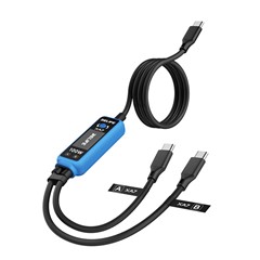 RELIFE XA7 100W 1-to-2 Dual Port Digital Display Fast Charging Cable PD3.0 USB-C Smart Charging Cord for Device Testing