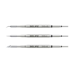RELIFE 210 3Pcs Soldering Iron Tips Set 80mm Knife Straight Curved Multi-Layer Nano Electroplating Iron Tips Welding Tool Replacement for Electronics Repair