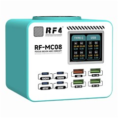 RF4 RF-MC08 LCD Screen 8-Port Charger with 4 USB-C + 4 USB-A Ports 100W Fast Charging Station for Laptop
