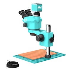 RF4 RF-7050-PO4-4K Stereo Microscope 4K HD Camera 7X-50X Zoom 144 LED Ring Light for PCB Repair
