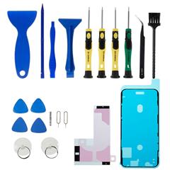 JF-8182 21 in 1 Cellphone Repair Tool Kit Precision Screwdriver Set for iPhone 11 6.1 inch Opening Pry Tools with Battery Adhesive Tape Sticker + Middle Plate Frame Waterproof Adhesive Sticker