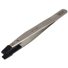 BEST BST-250 Anti-Static Tweezers PPS Coated Flat Tip Tweezers Support Replace Head for Mobile Phone Tablets Maintenance