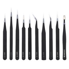 10-in-1 Fine Tweezers Stainless Steel Precision Tweezers Watch Clock Phone Repair Tools Kit