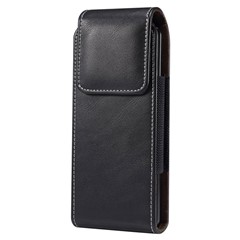 Vertical Flip PU Leather Cell Phone Waist Bag Belt Loop Pouch for Folding Phones, Size L: 170*78*25mm - Black