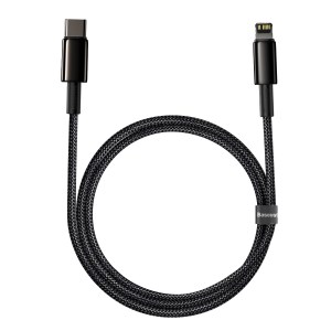 BASEUS 1m Type-C to iP Cable PD 20W Fast Charging Crod Data Sync Cable Support 480Mbps Transmission - Black