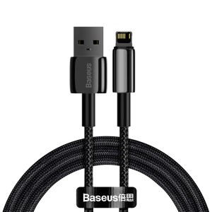 BASEUS Tungsten Gold Series 1M USB to iP Charging Cable 2.4A Chaging Data Cable - Black