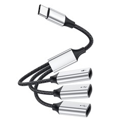 Type-C Male to 3 Type-C Female Cable Adapter Splitter Converter 60W Fast Charging OTG Hub for Phone Laptop