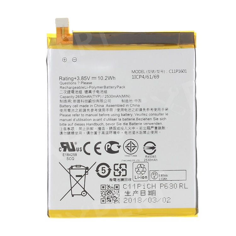 

2650mAh OEM Li-ion Battery Replacement for Asus Zenfone 3 ZE520KL (C11P1601), Asus Zenfone 3 ZE520KL