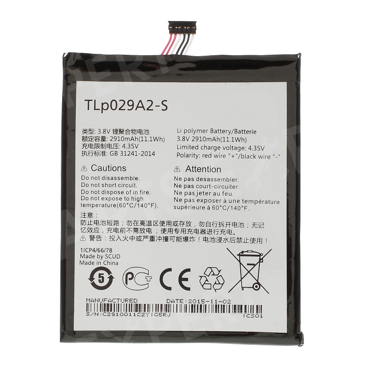 

OEM 2910mAh TLP029A2-S Li-polymer Battery Replacement for Alcatel OneTouch Idol 3 (5.5) (OT-6045), Alcatel OneTouch Idol 3 (5.5)