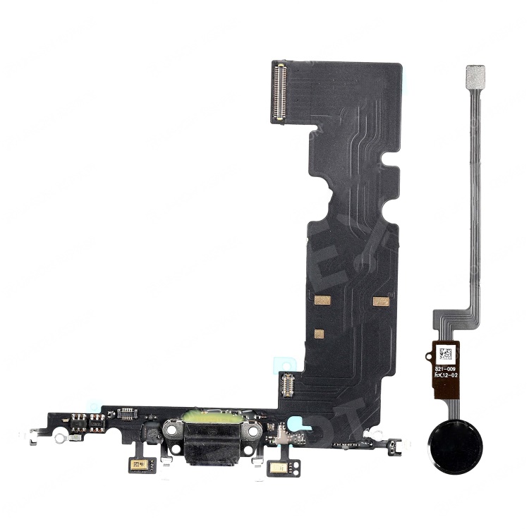 

For iPhone 8 4.7" Charging Port Flex Cable + Home Button Flex Cable Replacement Parts - Black, iPhone 8 4.7 inch